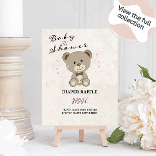 Teddy Bear Baby Duwer Windelwanne Raffle Schild (P