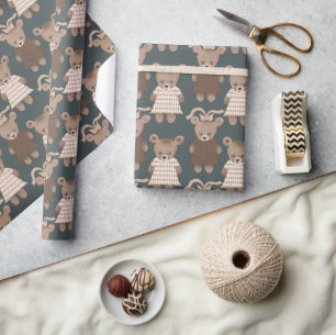 Teddy Bear Baby Girl Babydusche Geschenkpapier