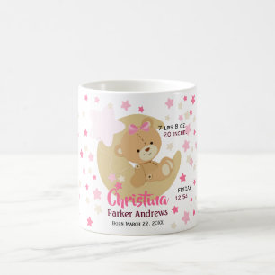 Teddy Bear Baby Girl Birth Stats Kaffeetasse