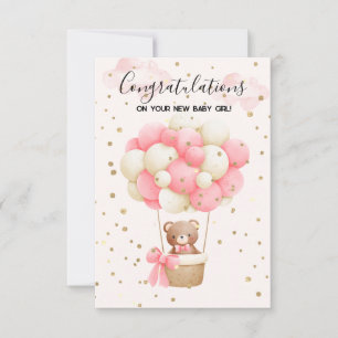 Teddy Bear Baby Girl gratuliert Card Karte