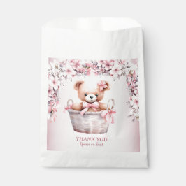 Teddy Bear Baby Girl Pink Blume Party Elegant Geschenktütchen