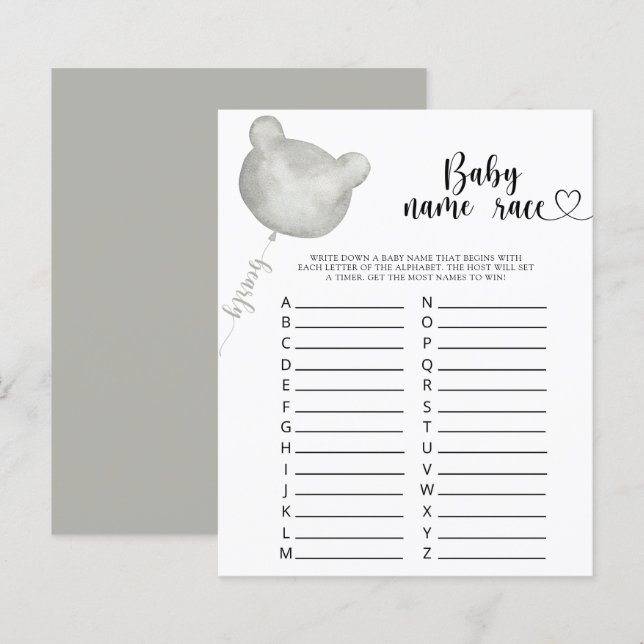 Teddy Bear Baby Namensspiel (Vorne/Hinten)