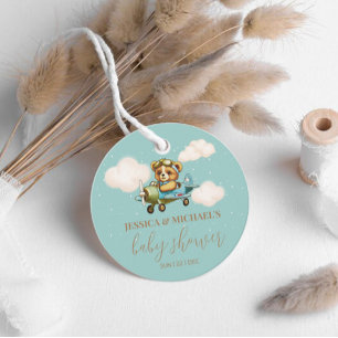 Teddy Bear Baby Pilot Airplane Babydusche Geschenkanhänger
