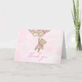 Teddy Bear Baby Pink Dankeskarte