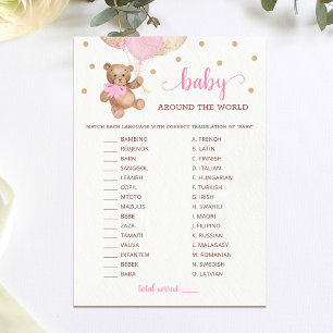 Teddy Bear Baby Rund um die Welt Baby Shower Card Einladung