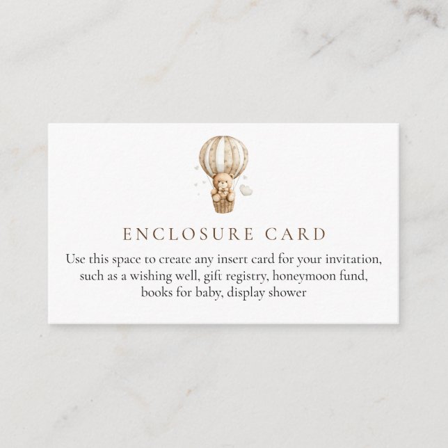 Teddy Bear Baby Shooting Card Begleitkarte (Vorderseite)