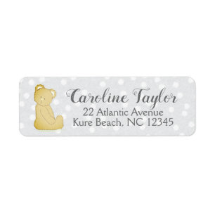 Teddy Bear Baby Shower Address Label grau & braun