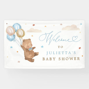 Teddy Bear Baby Shower Boy Blue Bär Willkommen Banner