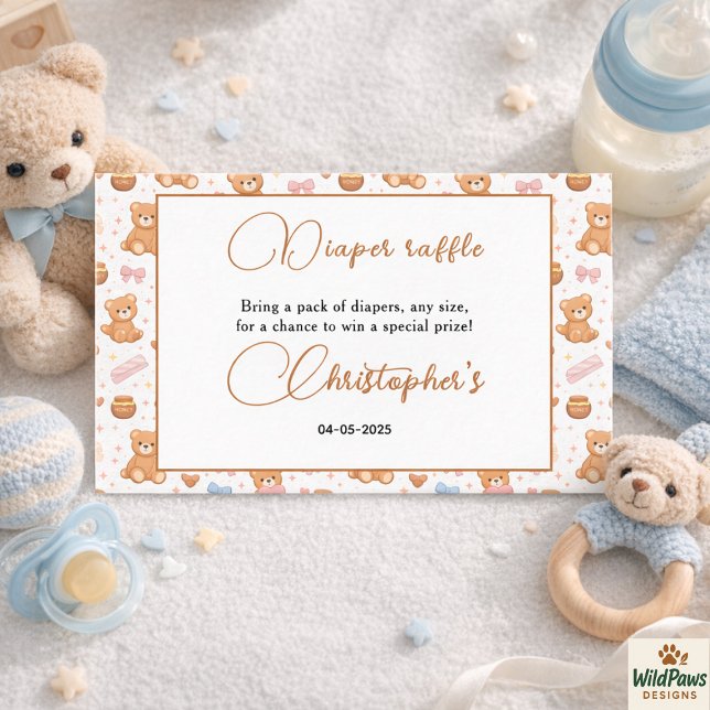 Teddy Bear Baby Shower Boy | Cute Blue Bear  Begleitkarte (Teddy Bear Baby Shower Boy | Cute Blue Bear Enclosure Card
)