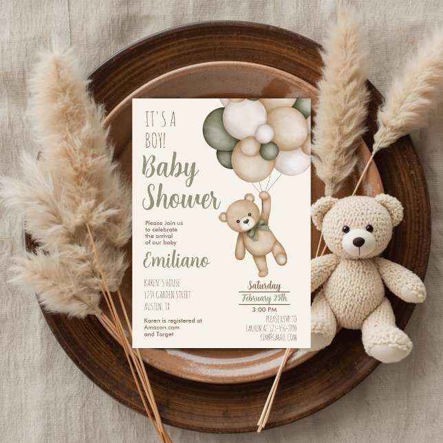 Teddy Bear Baby Shower Boy Einladung (Von Creator hochgeladen)