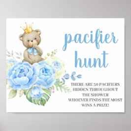 Teddy Bear Baby Shower Boy Schnuller Hunt Poster