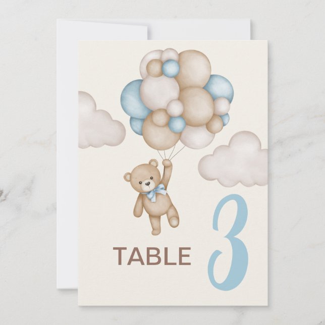 Teddy Bear Baby Shower Boy Tafelschild Einladung (Vorderseite)