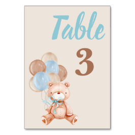 Teddy Bear Baby Shower Boy Tischnummer