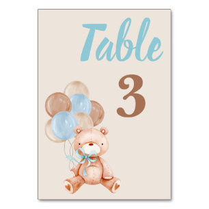 Teddy Bear Baby Shower Boy Tischnummer