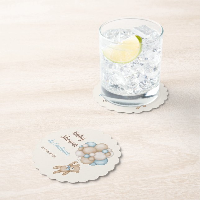 Teddy Bear Baby Shower Boy Untersetzer (Vor Ort)