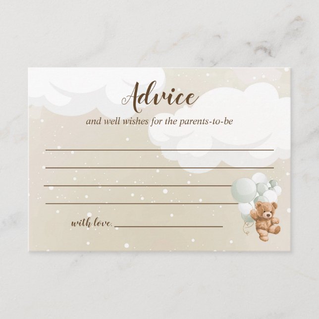 Teddy Bear Baby Shower Cards Begleitkarte (Vorderseite)