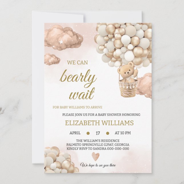 Teddy bear baby shower einladung (Vorderseite)