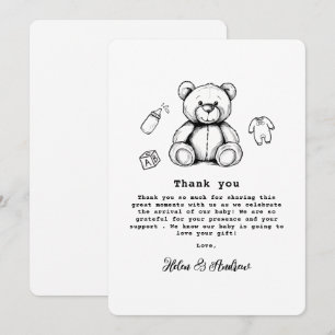 Teddy Bear Baby Shower Einladung, Geschlecht neutr Dankeskarte