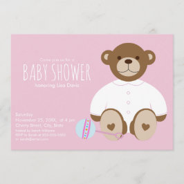 Teddy Bear Baby Shower Einladung, rosa Hintergrund Einladung