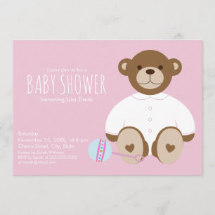 Teddy Bear Baby Shower Einladung, rosa Hintergrund Einladung