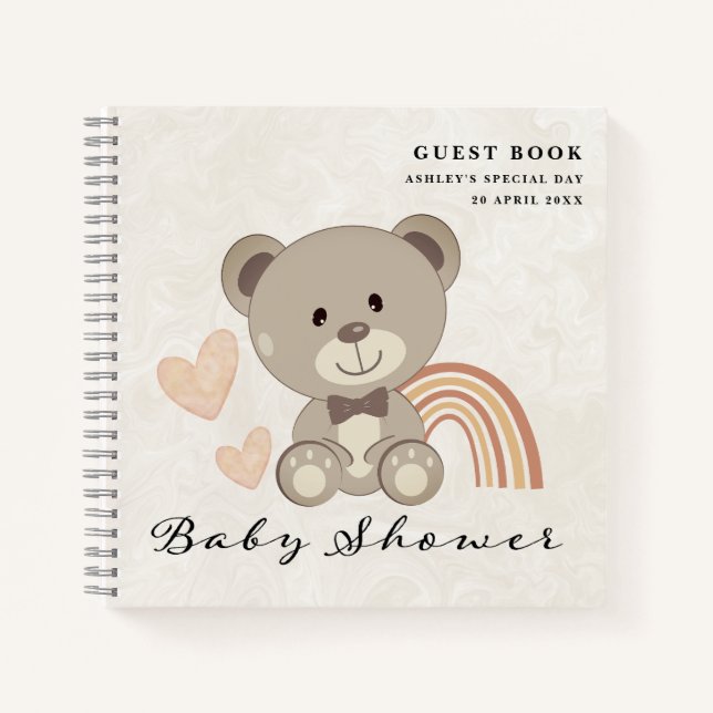 Teddy Bear Baby Shower Gender Neutral Guest Book Notizbuch (Vorderseite)