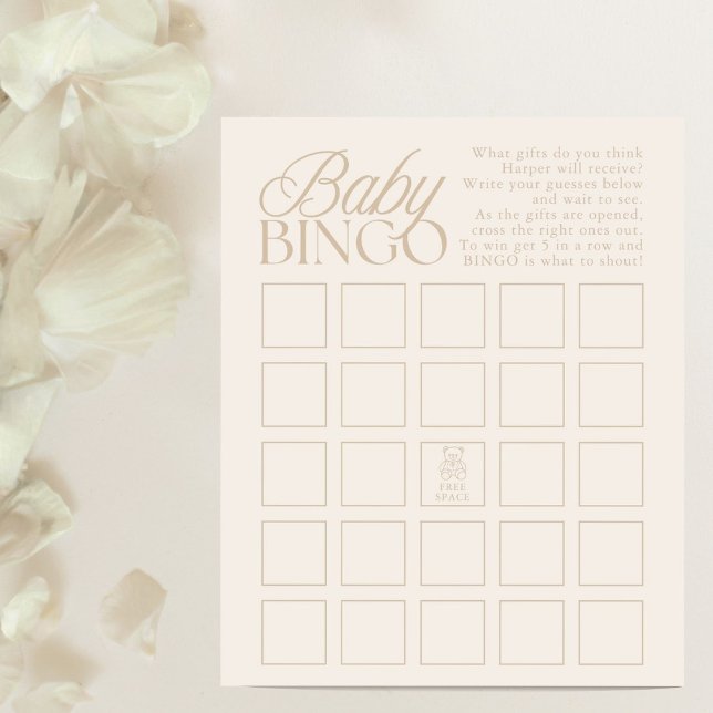 Teddy Bear Baby Shower Gifts Bingo Game (Von Creator hochgeladen)