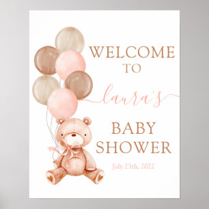 Teddy Bear Baby Shower Girl Begrüßungszeichen Poster