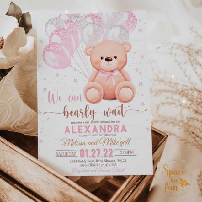 Teddy Bear Baby Shower Girl Einladung (Von Creator hochgeladen)