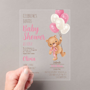 Teddy Bear Baby Shower Girl - Öffentliche Einladun Acryleinladungen