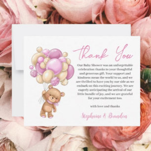 Teddy Bear baby Shower Girl Vielen Dank Feiertagskarte