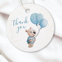 Teddy Bear Baby Shower Gold Blue Vielen Dank