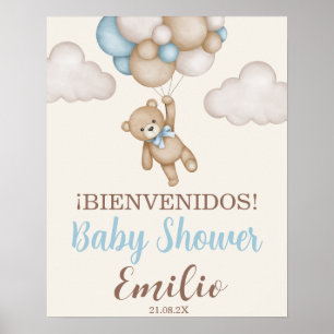 Teddy Bear Baby Shower Junge Spanische Begrüßungsz Poster