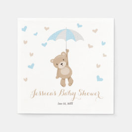 Teddy Bear Baby Shower Paper Napkin Boy Blue Cube Serviette