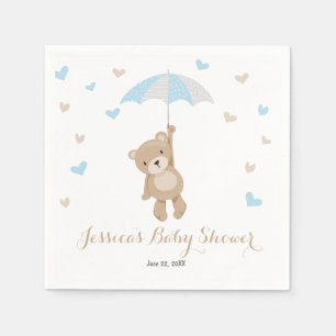 Teddy Bear Baby Shower Paper Napkin Boy Blue Cube Serviette