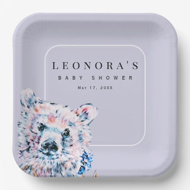 Teddy Bear Baby Shower Paper Plate Pappteller (Vorderseite)