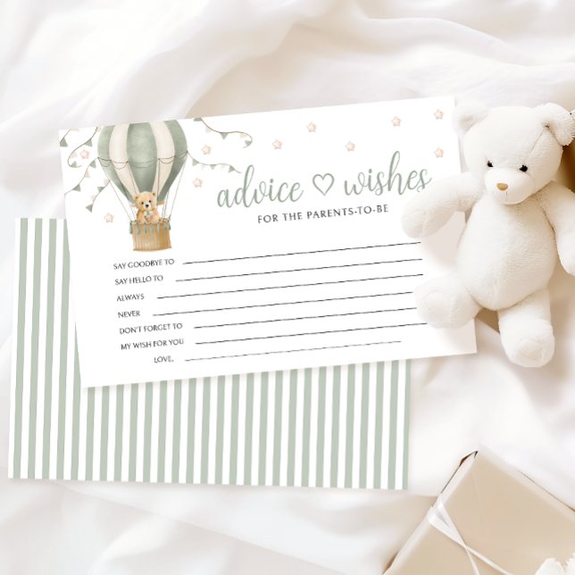 Teddy Bear Baby Shower Parents Advice Wishes Card Briefpapier (Von Creator hochgeladen)