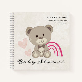 Teddy Bear Baby Shower (Pink) Gästebuch Notizbuch
