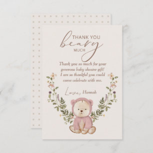 Teddy Bear Baby Shower Pink Girl's Dankeskarte