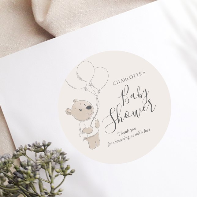 Teddy Bear Baby Shower Vielen Dank Runder Aufkleber (Von Creator hochgeladen)
