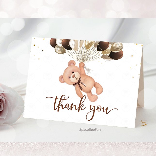 Teddy Bear Baby Shower Wir können kaum warten Dankeskarte (Teddy Bear Baby Shower Thank You Card, We Can Barely Wait Thank You, Baby Shower Thank You Card, Bea)