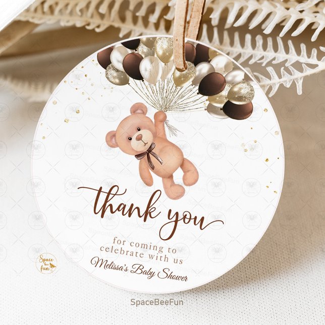 Teddy Bear Baby Shower Wir können kaum warten Geschenkanhänger (Teddy Bear Baby Shower We can barely wait Classic Round Sticker Teddy Bear Baby Shower We can barely)