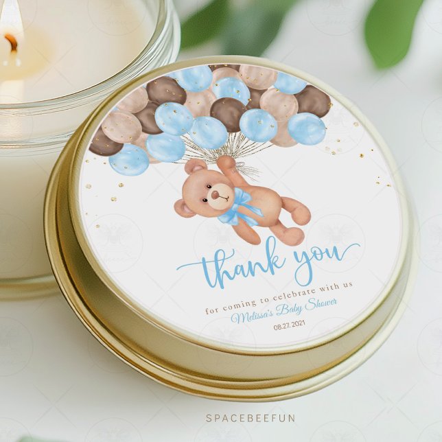 Teddy Bear Baby Shower Wir können kaum warten Runder Aufkleber (Teddy Bear Baby Shower Sticker, We Can Barely Wait Thank You, Baby Shower Thank You Sticker, Teddy B)