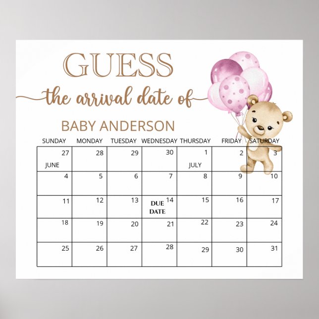 Teddy Bear Baby Showrate Terminkalender Poster (Vorne)