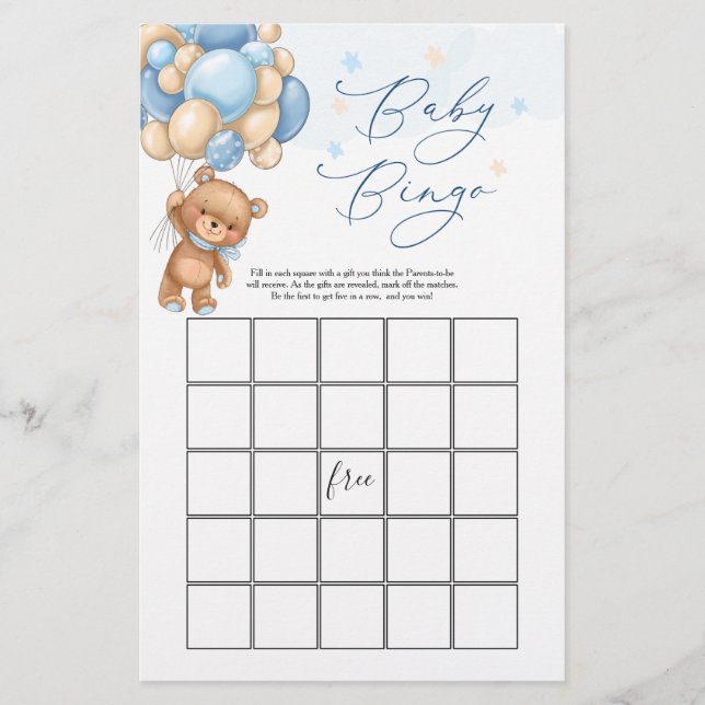 Teddy Bear Baby Showspiel - Bingo (Vorderseite)