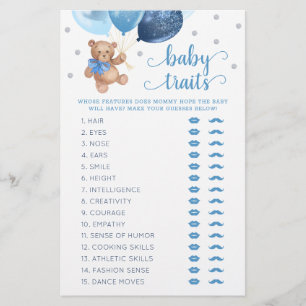 Teddy Bear Baby Tracks Game Baby Shower