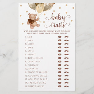 Teddy Bear Baby Traits Spiel Baby Shower