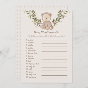Teddy Bear Baby Word Scramble Game Template Einladung