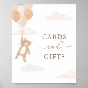 Teddy Bear Babyduschkarten und Geschenkschild Poster