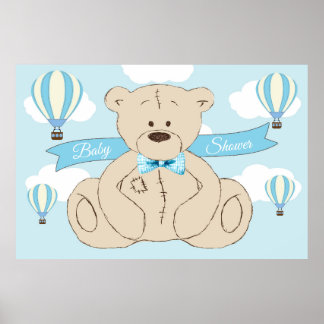Teddy Bear Backdrop, Es ist ein Junge, Baby Dusche Poster