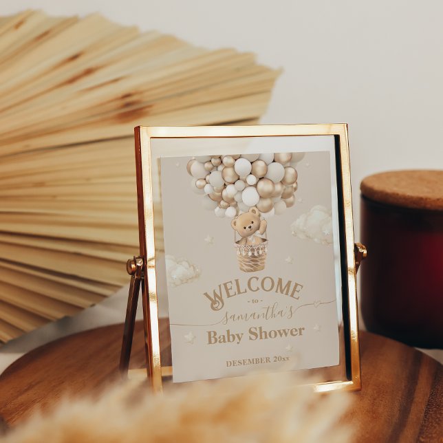 Teddy Bear Ballon Bearly Wait Baby Dusche Begrüßun Poster (Von Creator hochgeladen)